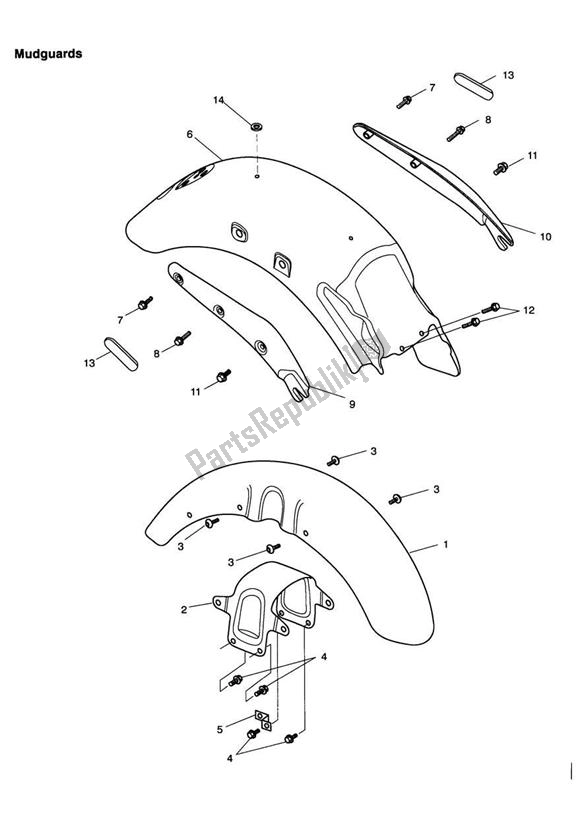 All parts for the Mudguards of the Triumph America Carburettor 790 2002 - 2007